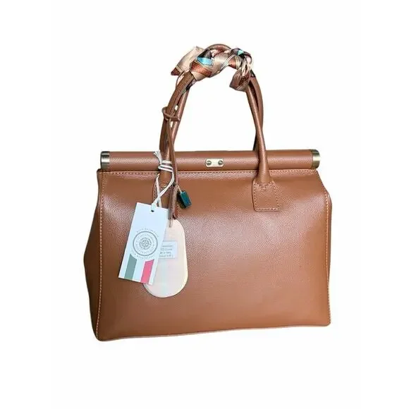 Viola Castellani VC6322-Cuoio genuine Italian leather top-handle bag. - Picture 2 of 8